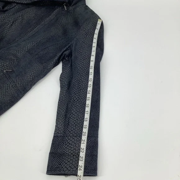 ALFANI Vintage Leather Snakeskin Print Moto Jacket Coat Size Large - Picture 7 of 8